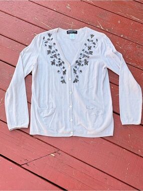 Jones New York Collection Women’s Tan Large Button Long Sleeve Sweater